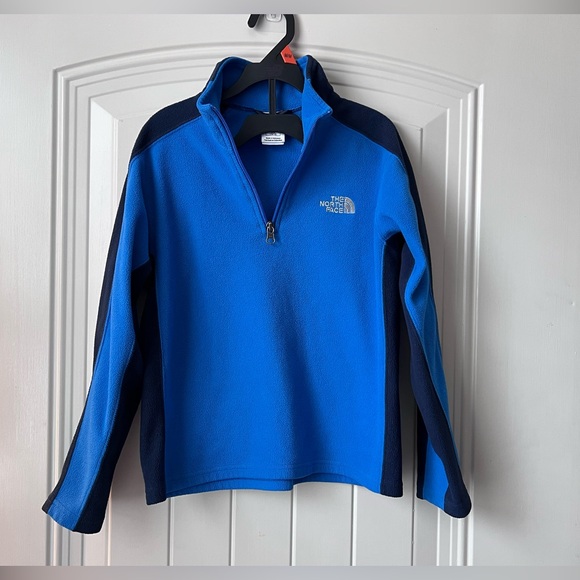 The North Face Boys M 10/12 Blue Fleece 1/4 Zip Pullover - Picture 2 of 12
